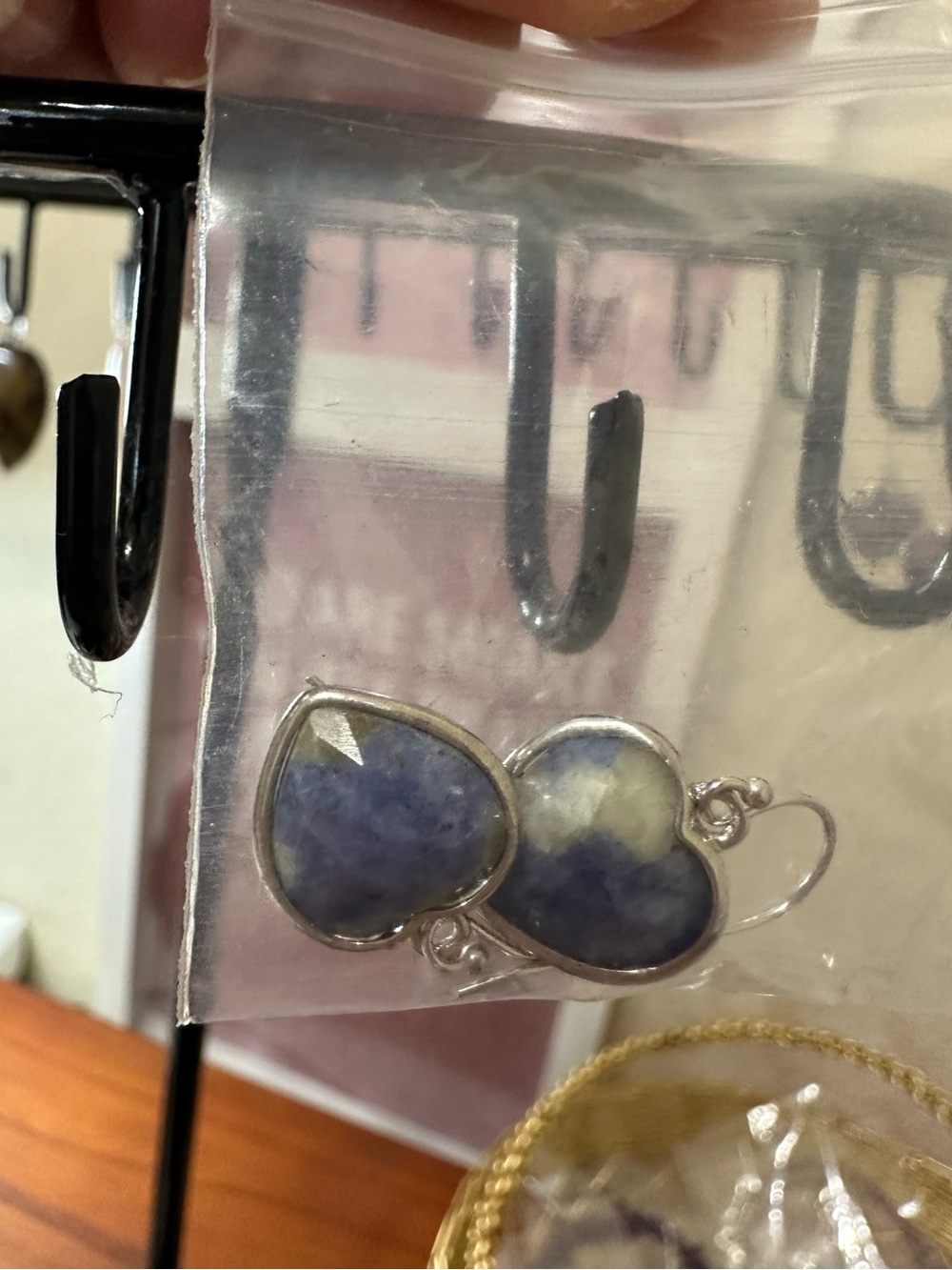 Heart-Shaped Blue Stone Earrings - Women Jewelry